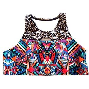 5/$25 SALE! Art Class Girl’s Multicolor Geometric Bikini Top Size M 7-8 UPF 50+